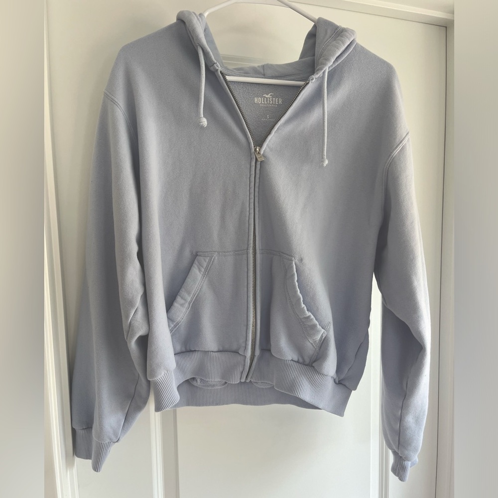 Hollister Light Blue Zip Up Hoodie